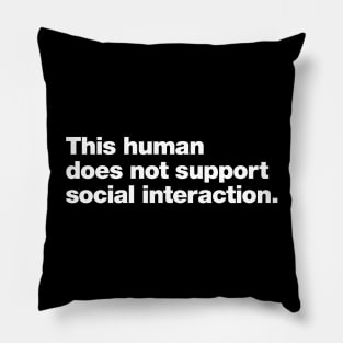 This human does not support social interaction. Pillow