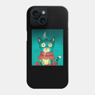 Portrait of a cat with big glowing eyes Phone Case