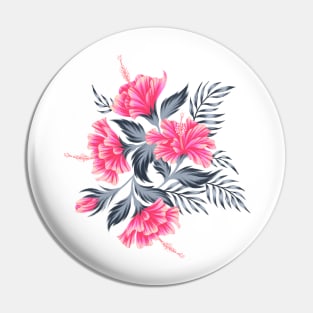 Hibiscus Floral - Light Grey / Pink Pin