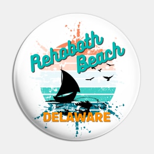 Rehoboth Beach Delaware Retro Vintage Sunset Pin