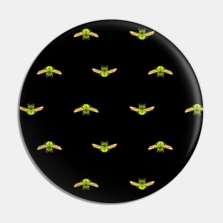 Dark Open Simple Green Beetle Pattern Pin