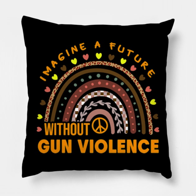 A Future Without Gun Violence, Peace Sign Rainbow National Gun Violence Awareness Month, Anti Gun, Orange Day Pillow by MichaelStores