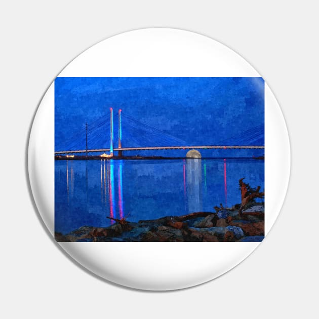 Indian River Inlet Bridge Painterly Full Moon Pin by Swartwout