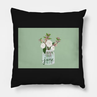 June Honeysuckle and Roses in mason jar Pillow