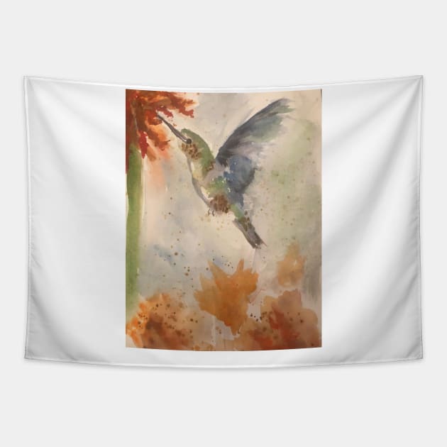 Watercolor hummingbird Tapestry by BakersDaughter