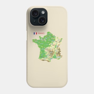 Geographic map of France Phone Case