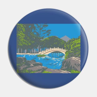 Arch Bridge Guanghua Pool National Chiang Kai-shek Memorial Hall Taiwan WPA Art Deco Poster Pin