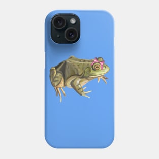 Girly American Bullfrog with Pink Bow Phone Case