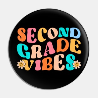 Second Grade Vibes Retro Back to School Teacher Women Kids Pin