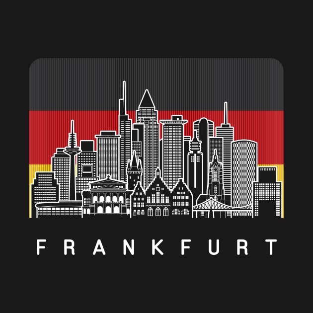 Frankfurt Germany Skyline German Flag by travel2xplanet
