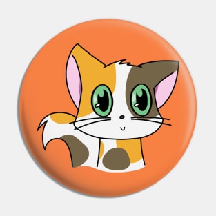 Cute Calico Cat With Green Eyes Pin