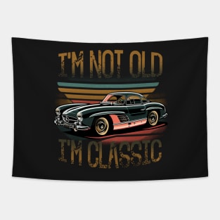 I'm Not Old I'm Classic Funny Car Quote Retro Vintage Car Tapestry