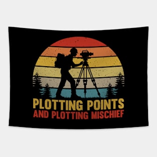 Retro Vintage Sunset Land Surveyor Funny Surveying Humor Tapestry