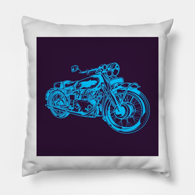 Classic Old MotoBike Pillow by sonnycosmics