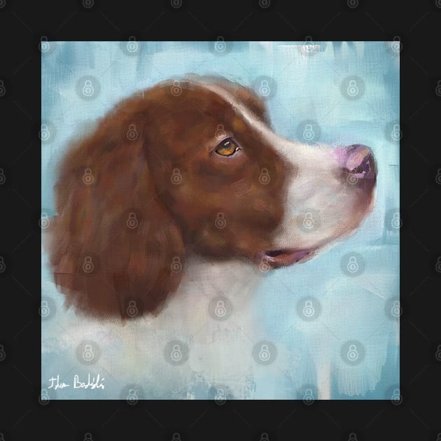 A Painting of a Brown and White Pointer, Looking Up by ibadishi