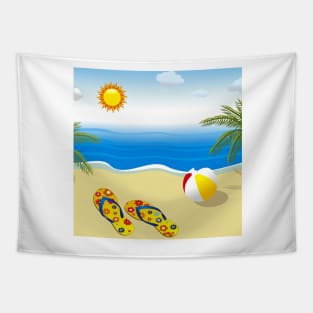 Cheerful Summer Day At The Beach Tapestry