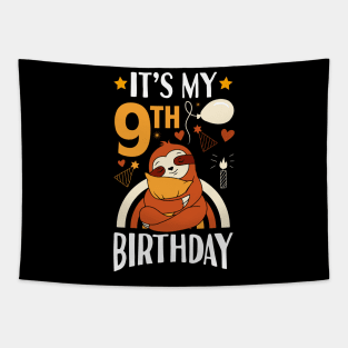 It's My 9th Birthday Sloth Tapestry