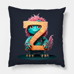 Cute Monster for Kids Alphabet Letter Z Funny Back to School Pillow