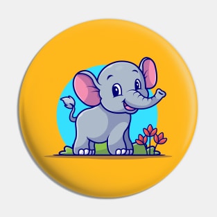 Cute Elephant Smiling Cartoon Vector Icon Illustration Pin