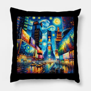 Times Square New York City Starry Night - Beautiful Iconic Places Pillow