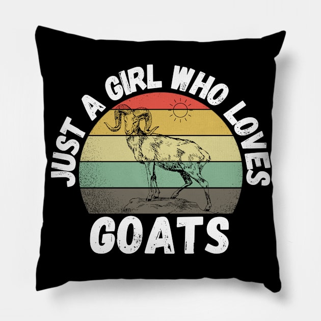 Just A Girl Who Loves Goats, Cute Colorful Goat Pillow by JustBeSatisfied