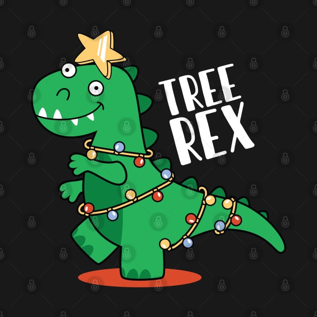 Tree Rex Cute T-rex Christmas Tree Xmas Lights by BadDesignCo