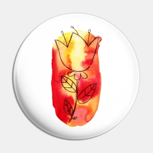 Red Yellow Watercolor Ombre Flower Pin