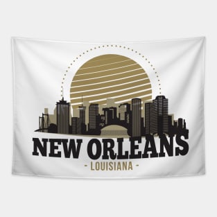 Retro New Orleans, Louisiana Skyline Tapestry