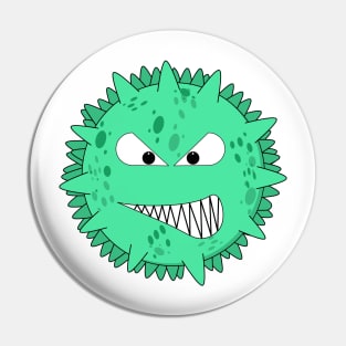 Angry turquoise virus with fierce eyes Pin