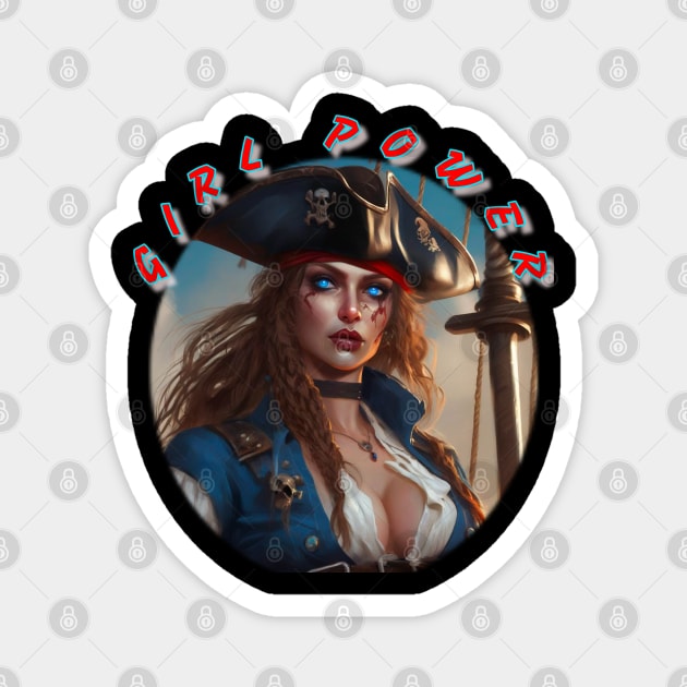 Girl power, blue eyed pirate lady Magnet by sailorsam1805