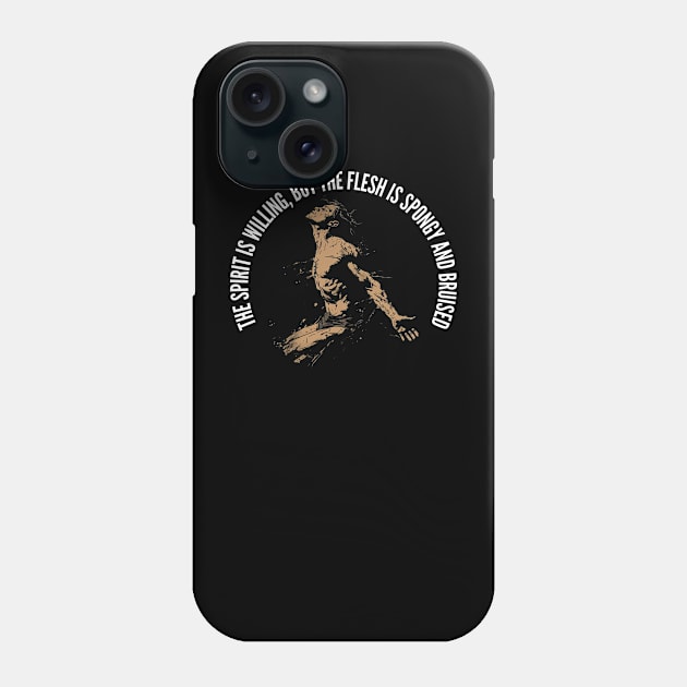 The Spirit is Willing v3 (round) Phone Case by AI-datamancer