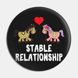 Funny Couple horses in a Stable relationship for Valentines Pin