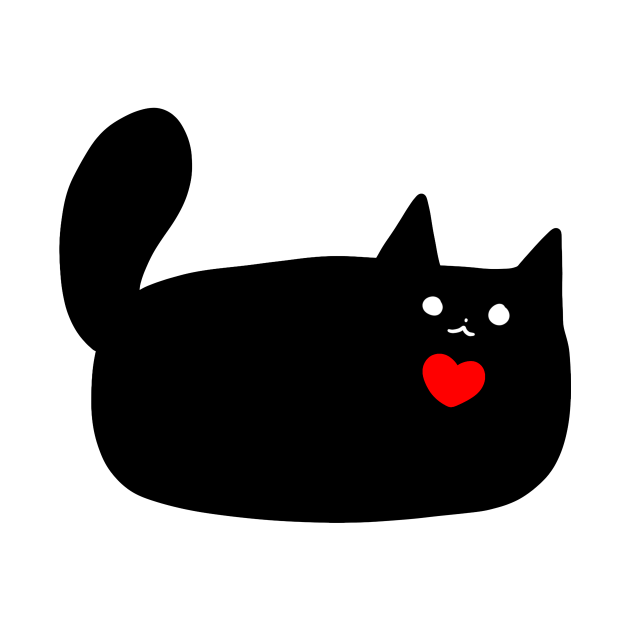 Black Cat Red Heart - Cat - T-Shirt | TeePublic