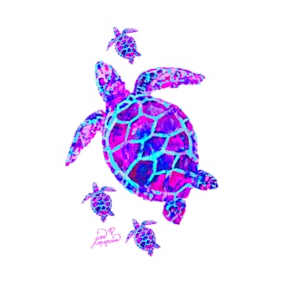 Sea Turtle with babies pink and blue T-Shirt