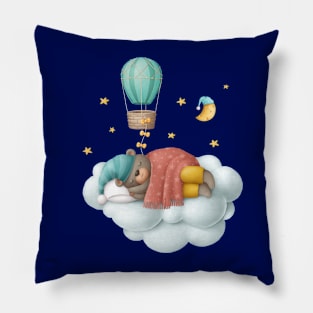 Dreaming bear on the cloud Pillow