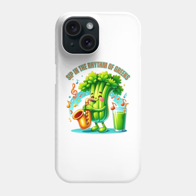 Celery Saxophone Jazz - Sip in the Rhythm of Greens Tee Phone Case by vk09design