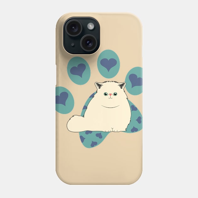 Persian Kitten and Paw Print Phone Case by LulululuPainting