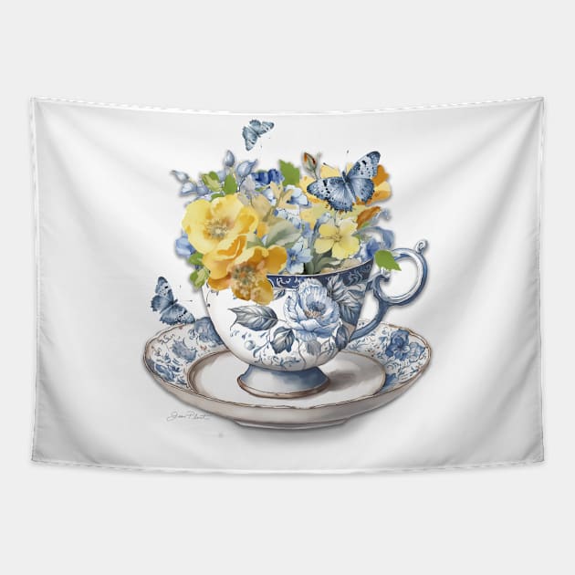 Lovely Blue Porcelain C Tapestry by Jean Plout Designs