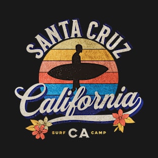 California Santa Cruz Surfing Retro Art T-Shirt