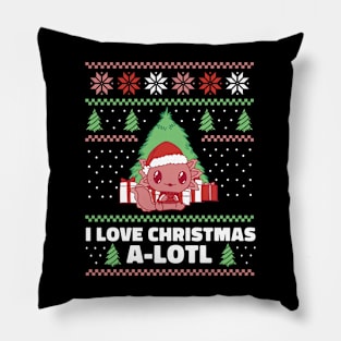 Cute axolotl christmas sweater Pillow