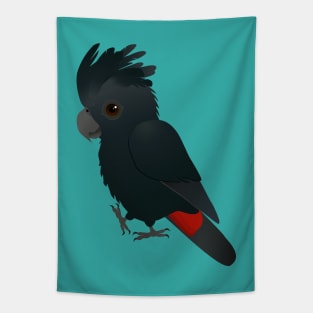 An illustration of a cute red tailed black cockatoo Tapestry