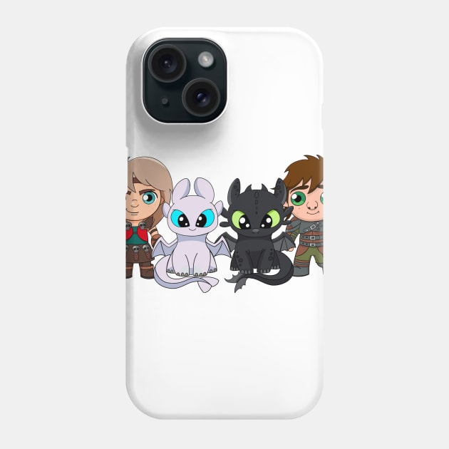 How to train your dragon fanart, Toothless and Hiccup, Astrid and Light Fury, Httyd Phone Case by PrimeStore