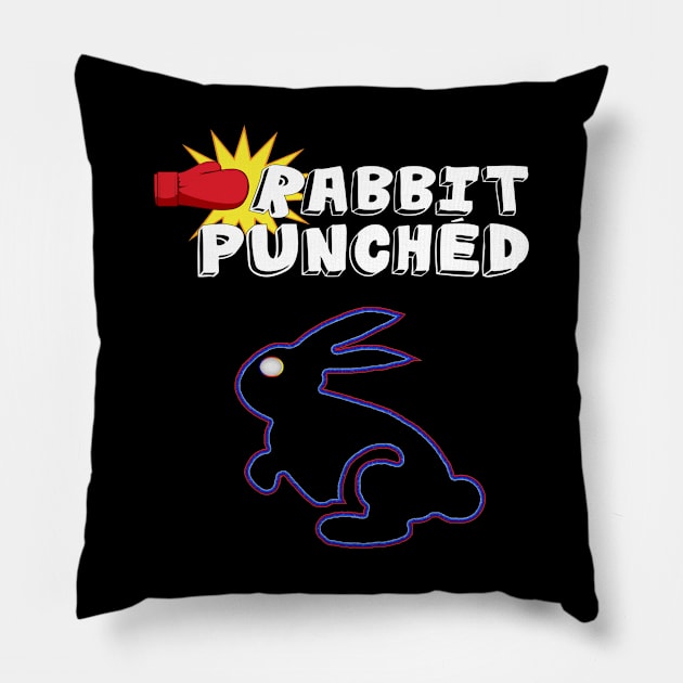 Black Neon Rabbit of the Future With the shows name title Pillow by RabbitPunched