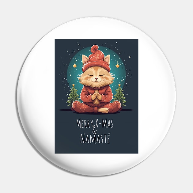 Yoga Meditation Christmas Cat Pin by ByMine