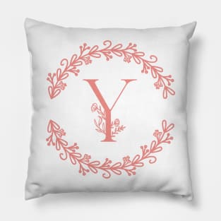 Pink Monogram Letter Y Pillow