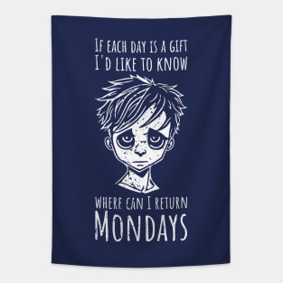 Funny Monday Blues For Men - vertical distressed Tapestry