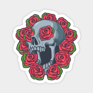 Gothic skull with red roses Magnet