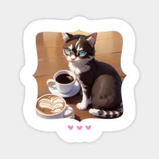 cat coffee lover Magnet