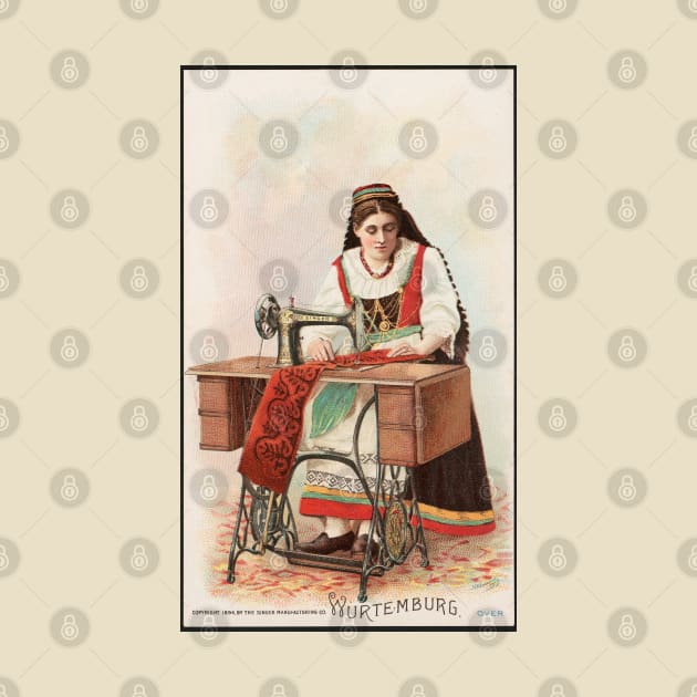 Vintage sewing machine advertisement with woman by Maison de Kitsch