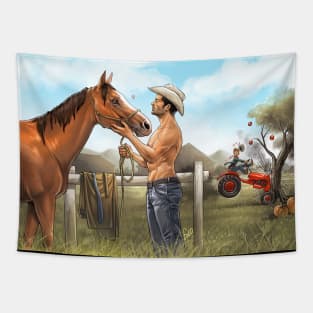 Destiel on the Ranch Tapestry